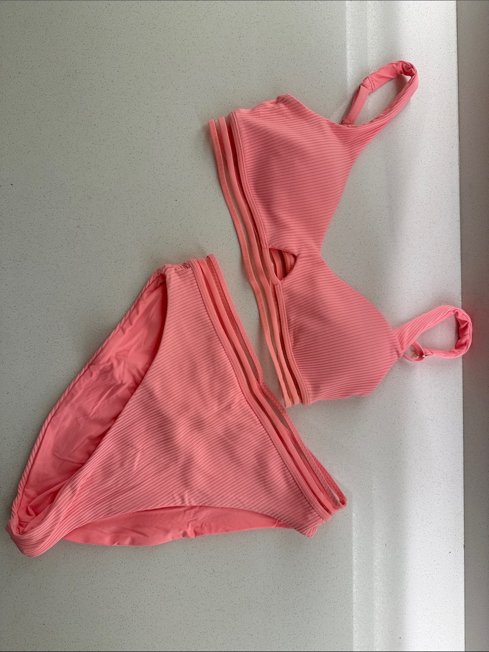 Isabella Rose Swim Coral Ribbed Two-Piece Bikini Set